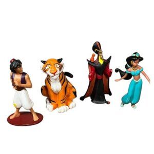 Disney Aladdin Figures Jasmine Rajah Sultan Jafar PVC Plastic Cake Toppers Lot 4
